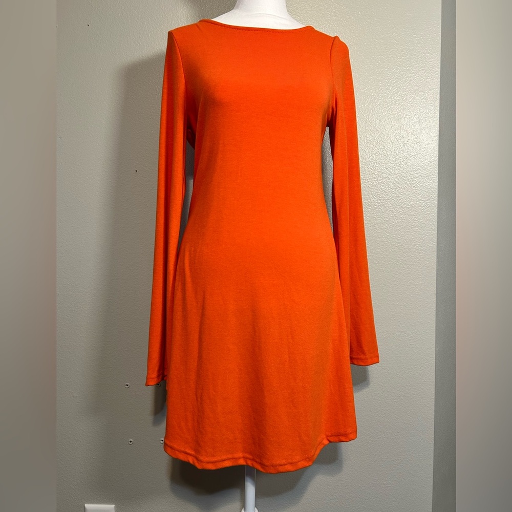 Free People Beach Vibrant Orange Long Sleeve Dress Small